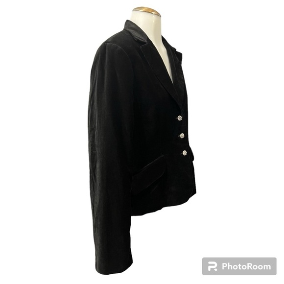 Vtg Y2K Black Velvet Whimsigoth Steampunk Vamp Blazer Jacket Corp Goth Size: 14 - Picture 2 of 16